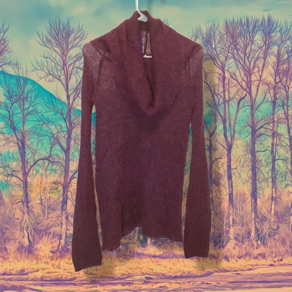 Free People dark purple Alpaca Cowl neck pullover sweater, size XS